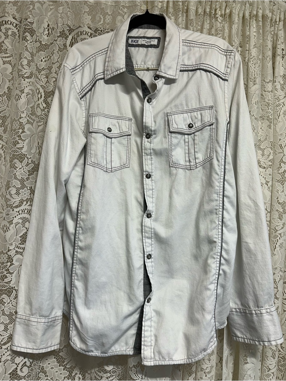 Men’s BKE Athletic Fit Solid White  Button Down Shirt